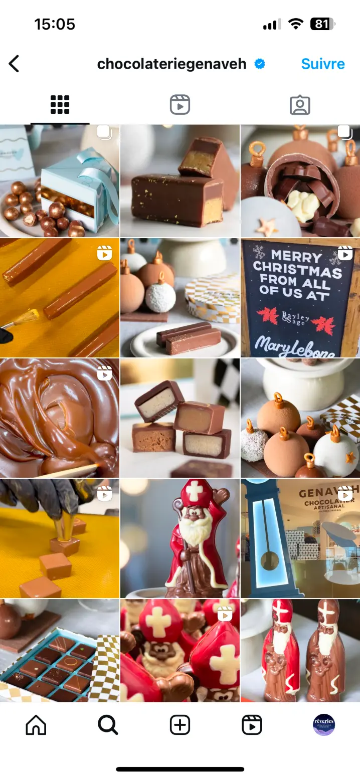 Feed Instagram @chocolateriegenaveh — contenu social media