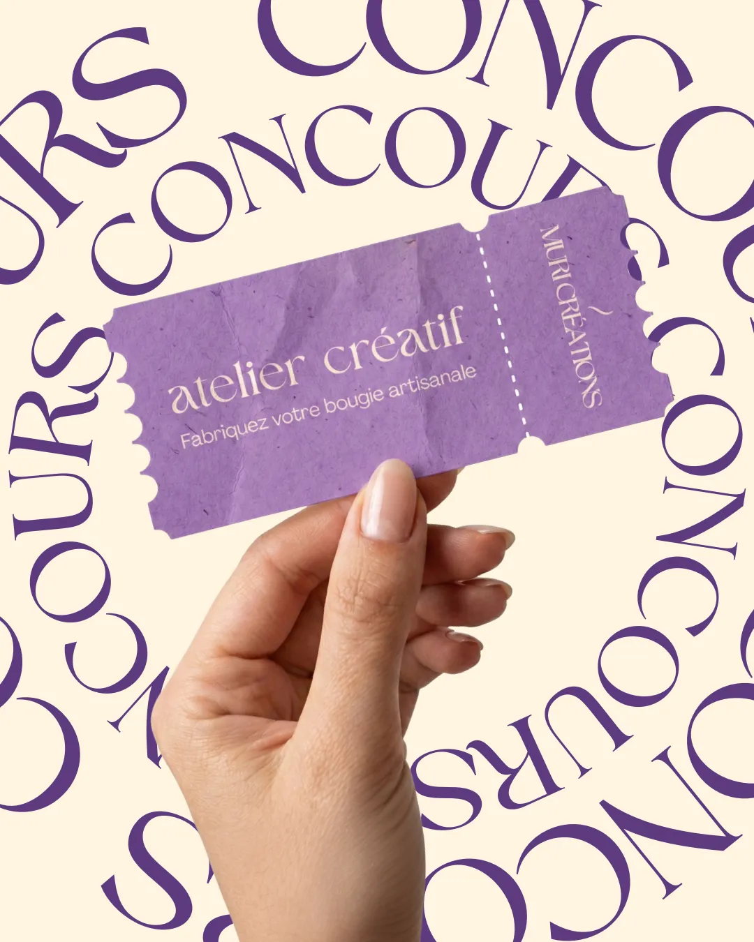 Visuel concours atelier créatif Muri Créations – identité graphique violet