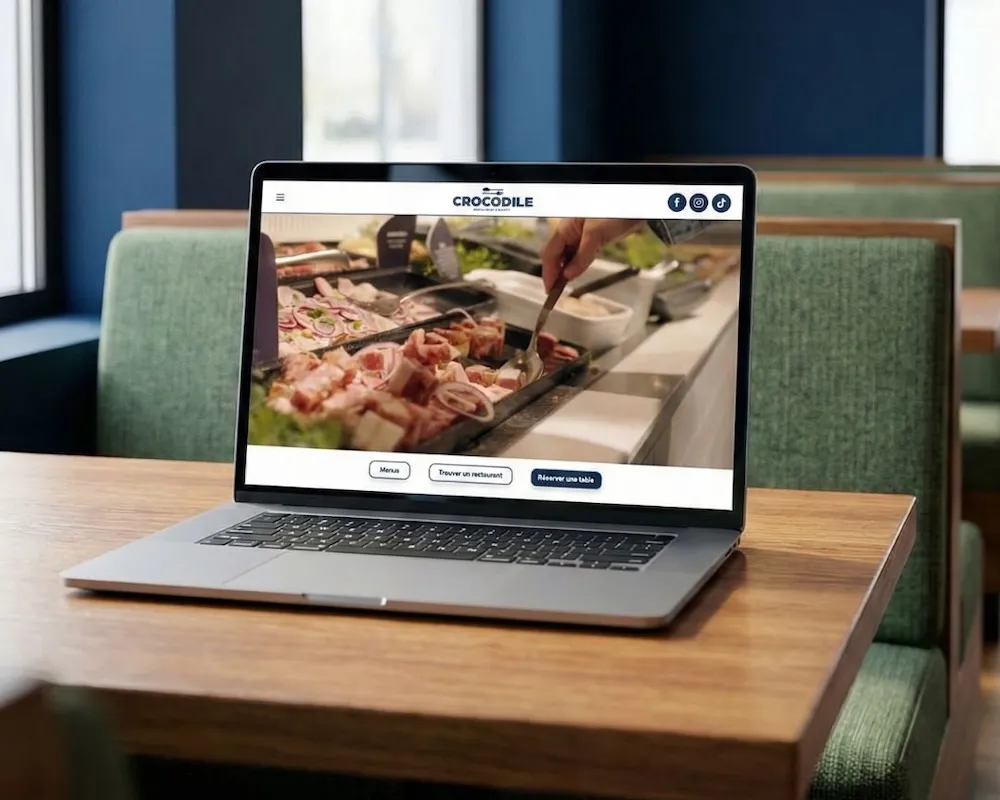 Mockup du site web Restaurants Crocodile sur laptop