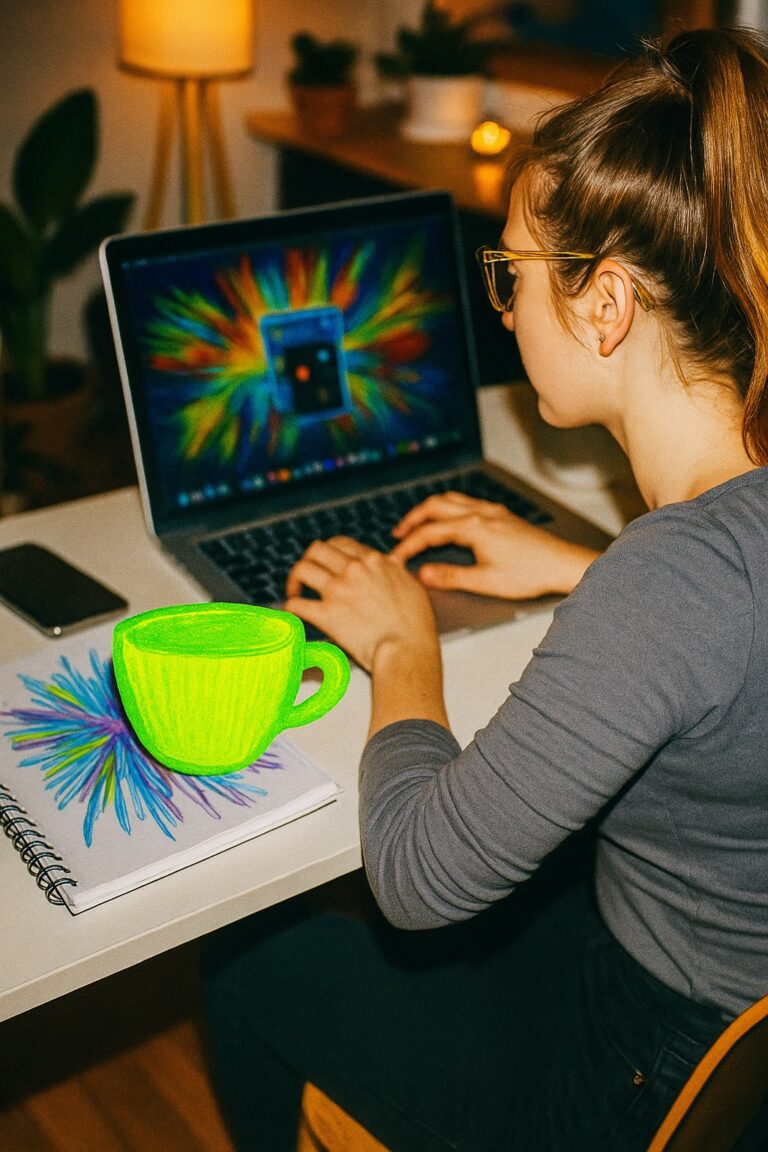julie courrier à son bureau, freelance à metz